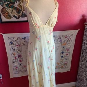 Floral Yellow Slip Dress. Size S.